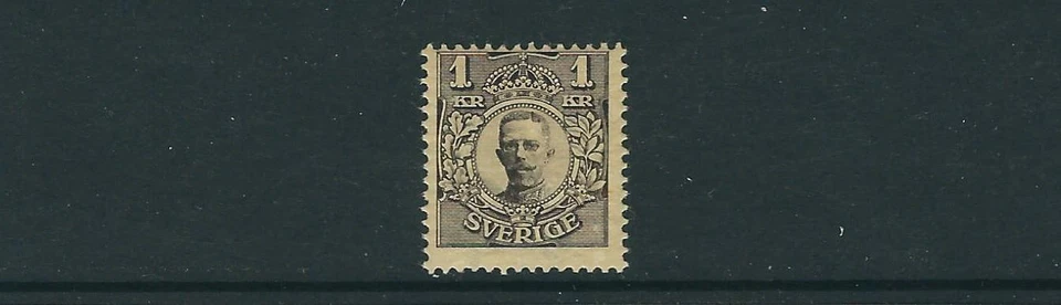 Suecia 1911 Gustaf (Scott 72 1k Negro Sobre Amarillo) F/VF MLH - Imagen 1 de 1