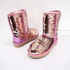 NIB UGG 1094982 Women  s Classic Short Sequins Sparkle Pink Winter Boots Size 5