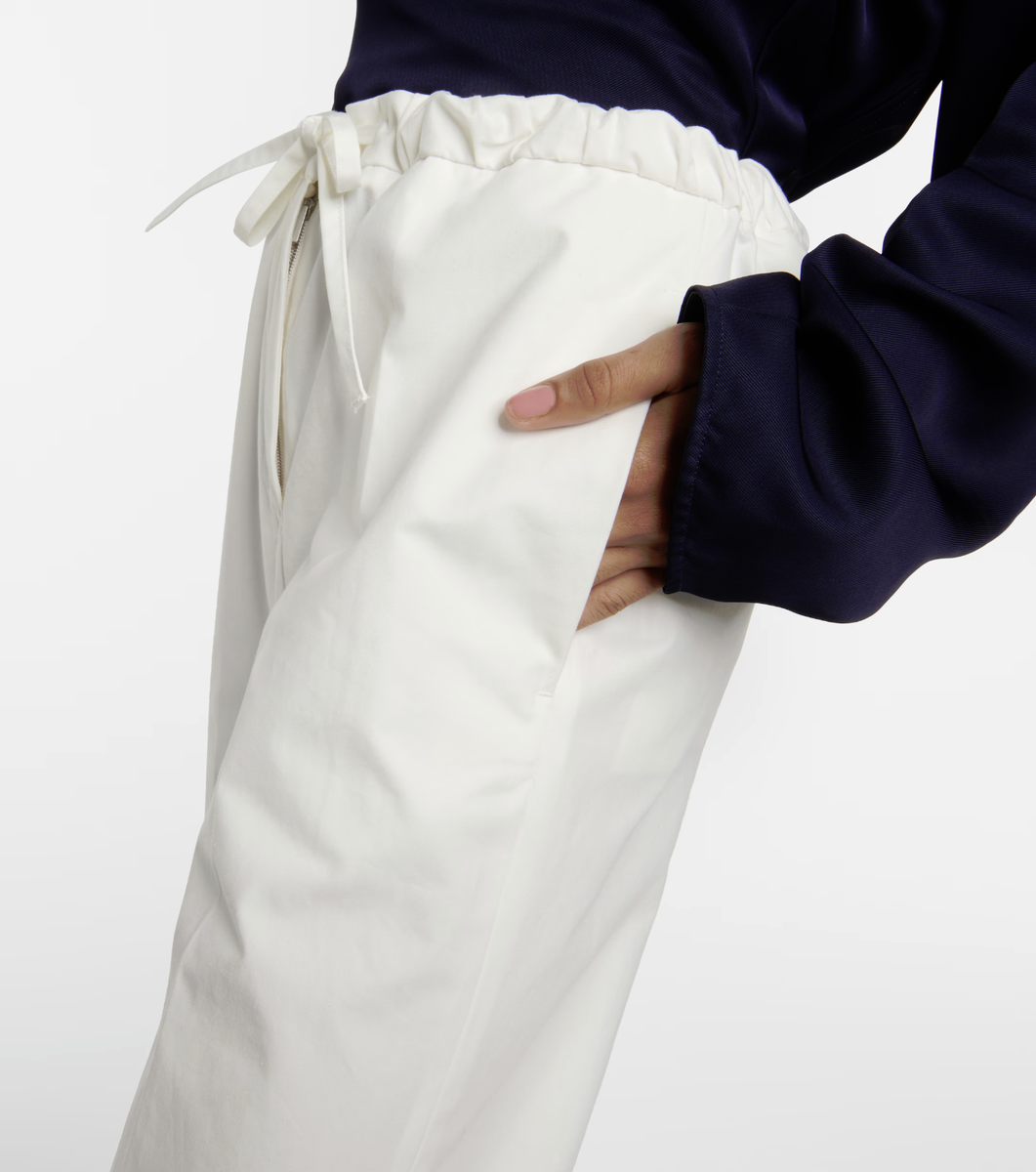 【Jil Sander】 Croppedコットンストレートパンツ JIL SANDER Cropped Organic Cotton Drawstring Waistband