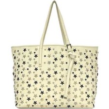 Borsa Jimmy Choo Tote Bag Sophia ec-22763 bianco panna buone condizioni pelle borchiata
