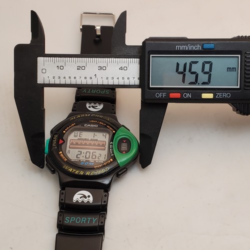 RARE VINTAGE CASIO JP-200W ALARM CHRONO PULSE MONITOR JAPAN WATCH NEW BATTERY - Picture 7 of 10