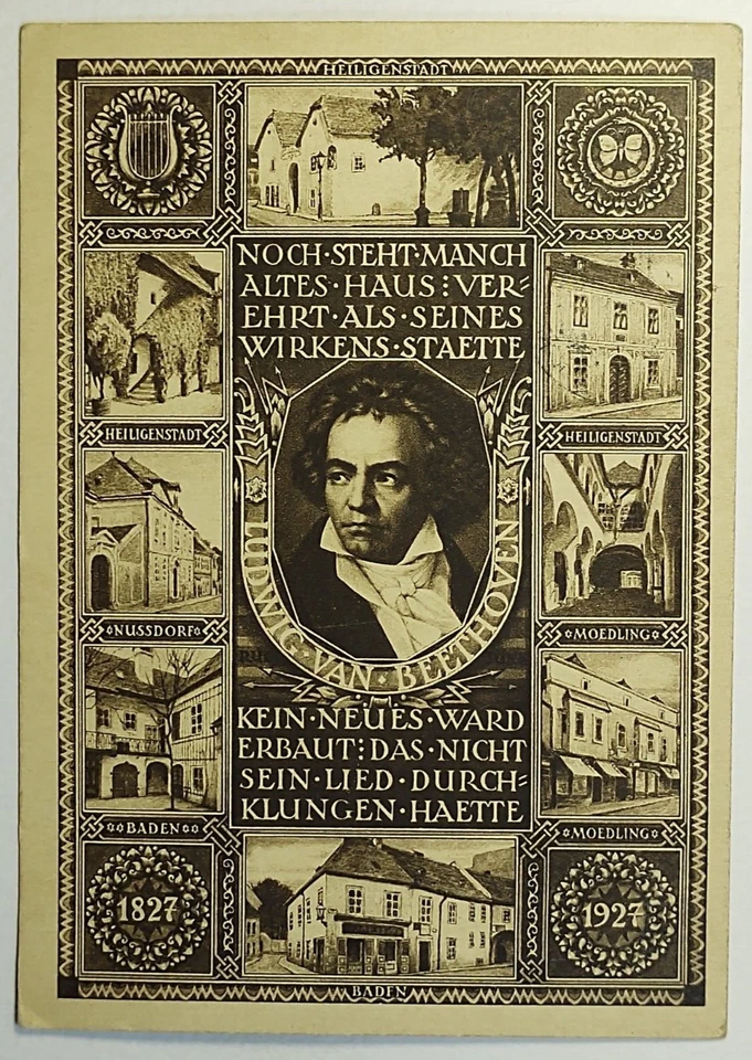 Австрия 1927 первый полет открытка в честь 100-летия. Людвиг ван Бетховен - Изображение 3 из 3