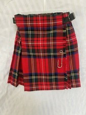 James Pringle Weavers Childs Scottish Wool Plaid Kilt Tartan Red w /PinSize 2