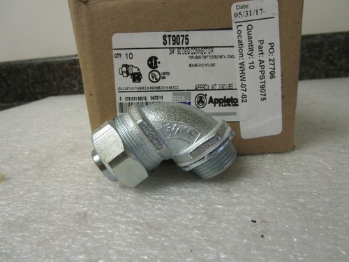 (11) Appleton ST-9075 3/4" Liquidtight Flexible Metal Conduit Connector 90-Deg - Picture 3 of 6