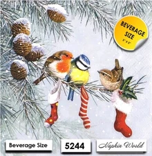 (5244) TWO Paper BEVERAGE / COCKTAIL Art Craft Decoupage Napkins - CHRISTMAS