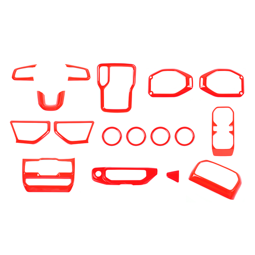 Juego completo de biseles de decoración interior para Jeep Wrangler JL 2018+ rojo - Imagen 7 de 7