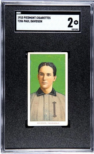 1910 - T206 -Paul Davidson 350 Piedmont Back Indianapolis SGC 2 GD