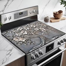 Heat-Resistant Glass Stove Top Cover with Anti-Slip Rubber Coating   Elect