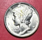 1944 Choice Uncirculated US Mercury SILVER Dime "Philadelphia" Mint! Old Coin!