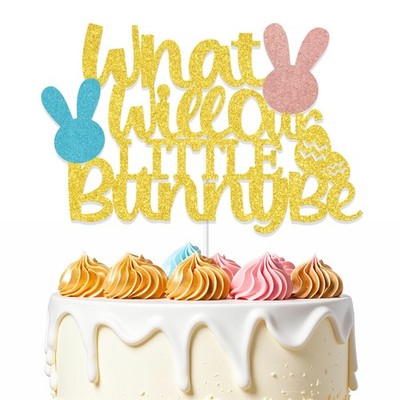 What Will Our Little Bunny Be Cake Topper, Bunny Baby Shower Decorations, Eas...