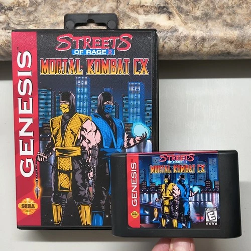 Street of Rage 2 "Mortal Kombat CX" for Sega Genesis + case & cover art