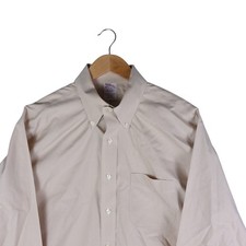 Brooks Brothers Mens 17-34 Traditional Fit Non-Iron Cotton Dress Shirt Tan Check