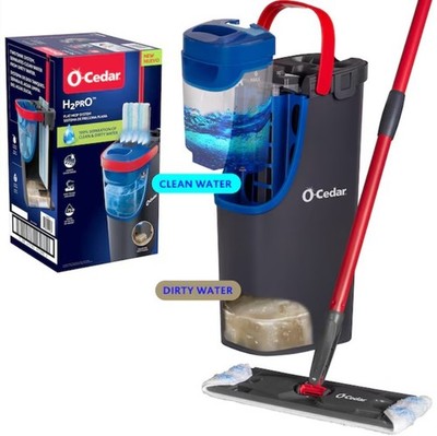 O-Cedar H2prO Flat Mop System | Quick Cleaning Tool | Clean with H2prO, Red