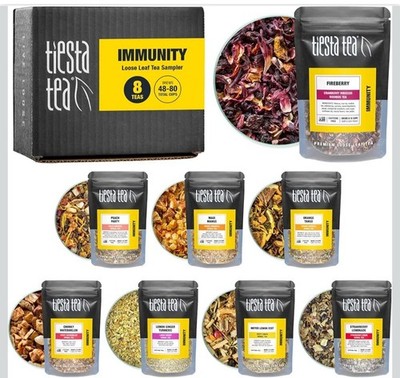 Tiesta Tea Immunity Tea Sampler Set Of 8 Herbal Rooibos Loose Leaf Blends 6.7 oz