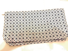 Auth BAOBAO ISSEY MIYAKE PRISM Clutch Bag Silver Metalic For Party From Japan