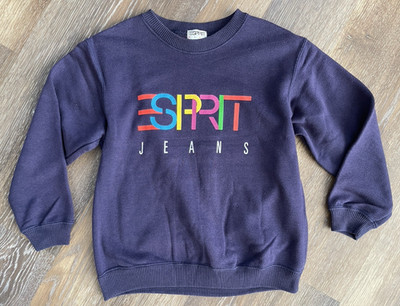 Vintage Navy Blue Esprit Kids Crewneck Sweatshirt Large Multicolor Letters 9-10