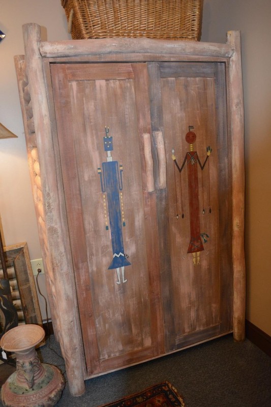 Santa Fe Hand Painted 'LOG' Furniture TV Media OR Storage CABINET w/ Drawers VA