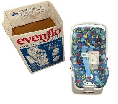 Vintage Evenflo Travel Tandem Infant Car Seat  Carrier with Base For Dolls