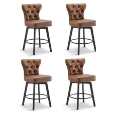 Counter Height Barstools 26 inch Upholstered Button Tufted Swivel Bar Stools ...