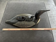 Vintage Large Wood Hand Carved Loon & Babies- French Broad River Decoy Company