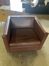 Charles Pfister for Knoll Leather Cube Lounge Chair - Vintage 1970s Modernist