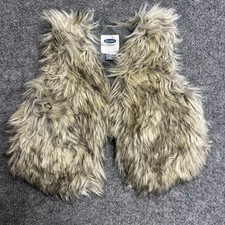 Old Navy Weste Mädchen Gr. 2T grau hellbraun Kunstfell zottelig vorne offen Lagenlook Stück