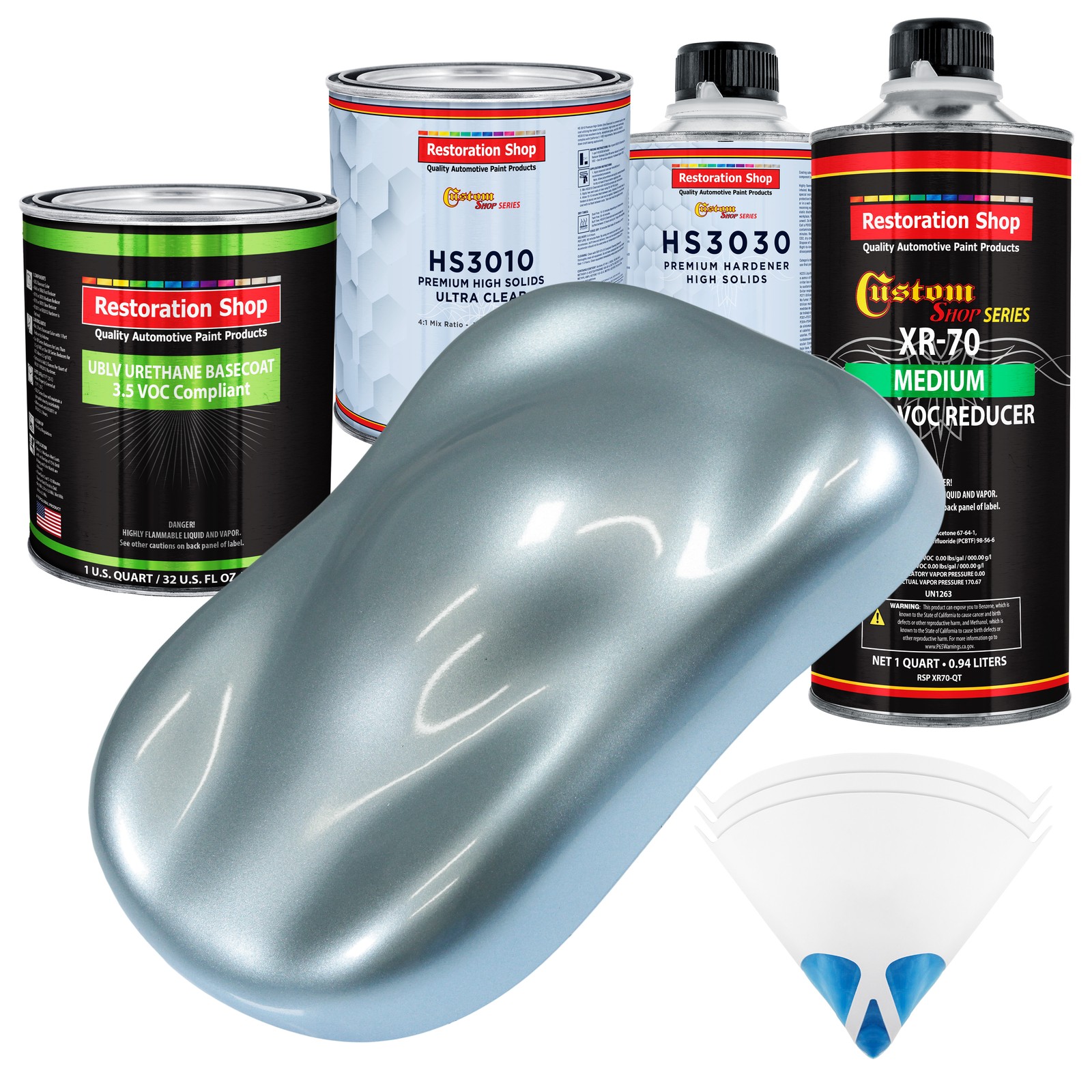 Ice Blue Metallic Low VOC Urethane Basecoat Premium Car Paint Kit