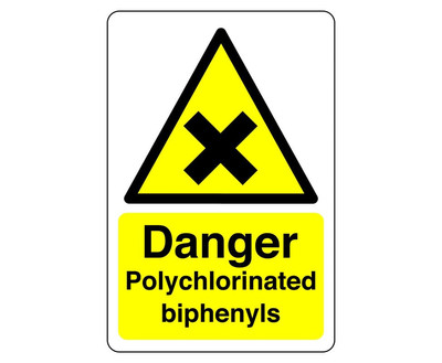 Gefahr polychlorierte Biphenyle Schild - für Innen/Außen PVC, Aufkleber o