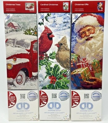 Diamond Dotz Special Edition Christmas Trees, Cardinal & Gifts (Lot of 3) New