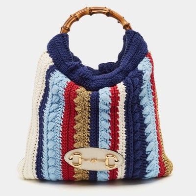 Gucci Horsebit 1955 Multicolor Crochet Hobo