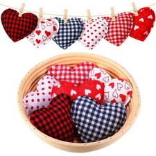 12 Pieces Heart Shaped Fabric Hanging Ornaments Wedding Ornaments for Tree Buffa