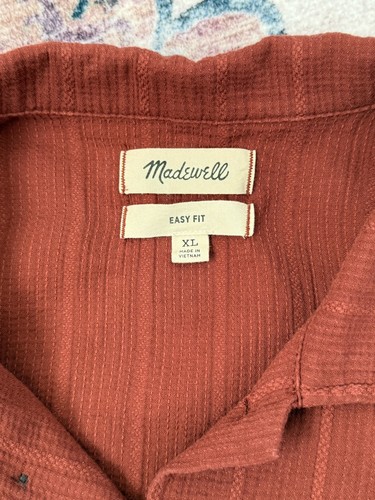 Camicia da campeggio Madewell Easy Fit top a righe testurizzate taglia XL colore ruggine 100% cotone - Foto 3 di 8