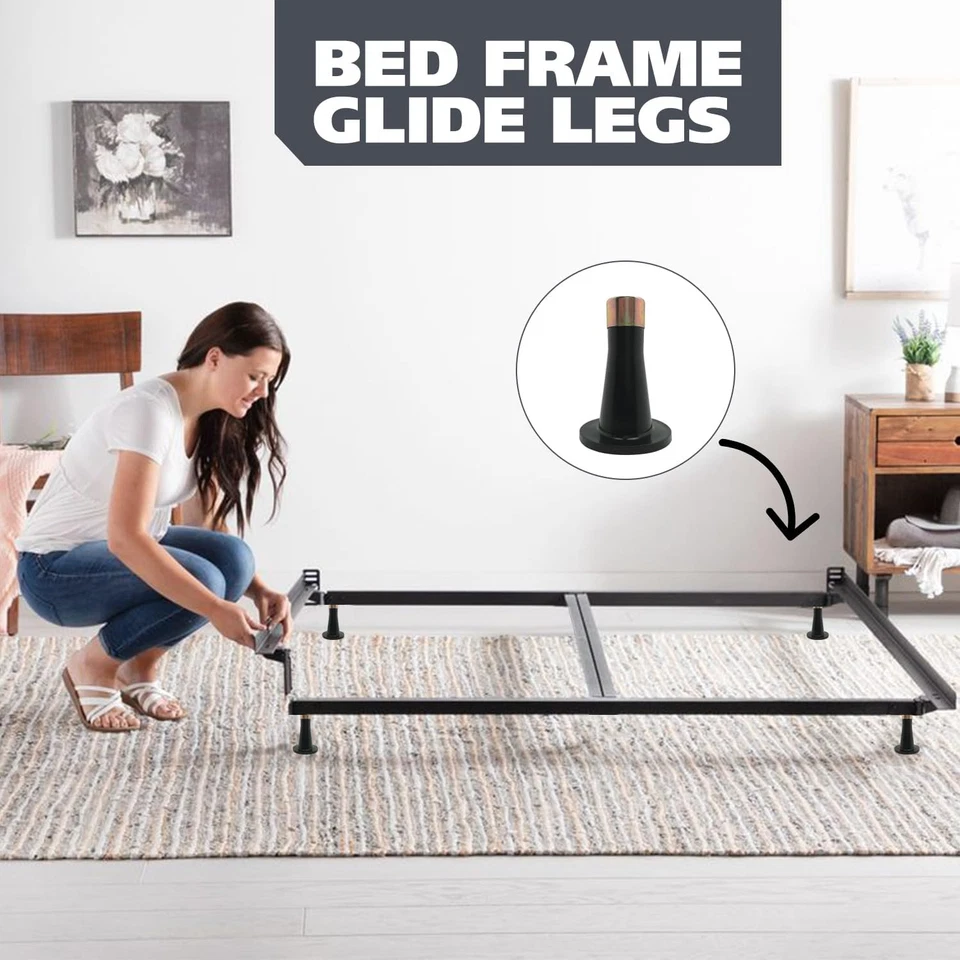 Juego de 4 deslizadores de patas de muebles negros de repuesto para marcos de cama ruedas Foto 3 de 4