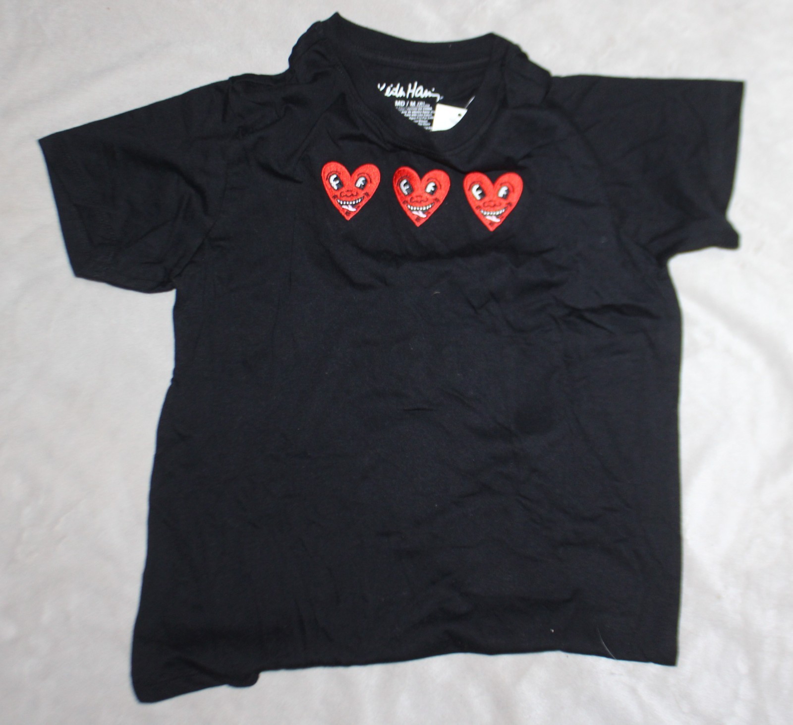 Keith Han HEART Girls T-Shirt NWT black size L 10/12