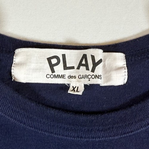 Comme Des Garçon CDG Play Double Heart Eye Logo T-shirt Size X-Large Navy Blue - Picture 7 of 12