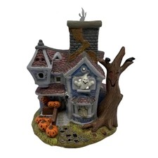 PartyLite Ghostly Tealight House P7862 W/Rotating Spinning Ghost Halloween Decor