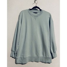 Zara Sweatshirt Womens Medium Light Blue Crew Neck Pullover Slouchy Chunky Boho