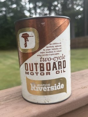 VTG RARE Wards Riverside Two-Cycle Outboard Motor Oil 1 Quart Can Full