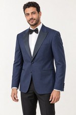 Southwick Clothes 100% Wool Blue Tuxedo Jacket Made In The USA Size 44 Regular