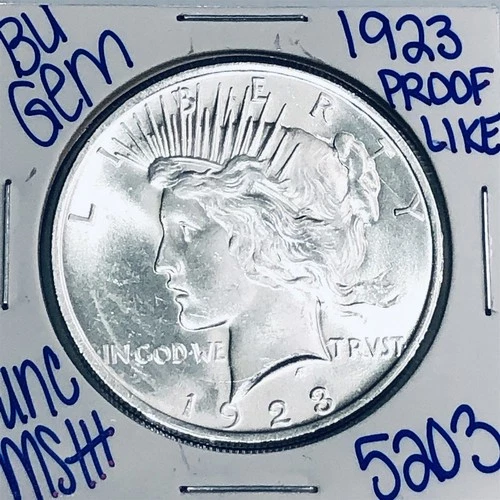 1923 BU UNCIRCULATED SILVER PEACE DOLLAR AUTHENTIC U.S. MINT FREE SHIPPING 5203