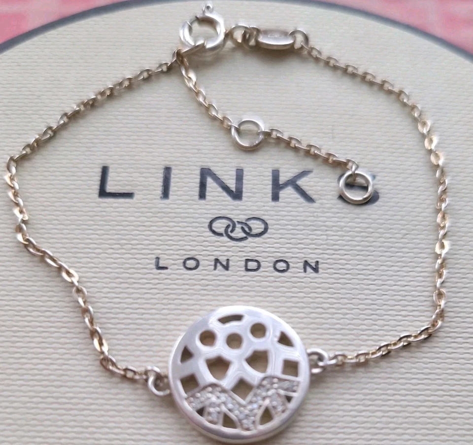 Genuine Links London Timeless Diamond & Sterling Silver Bracelet 6.25-7.5" 3.38g - Image 3 of 4