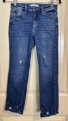 Kancan Women s Sz 26 Distressed mid rise stretch cropped jeans