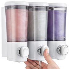 Shampoo and Conditioner Dispenser No Drill Shower Soap Wall Mounted 3 Chamber