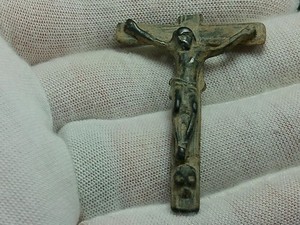 Dug 17th - 18th Century Double Sided Corpus Christi Bronze Cross