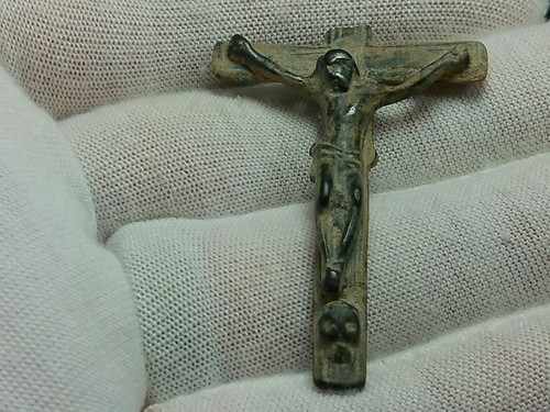 Dug 17th - 18th Century Double Sided Corpus Christi Bronze Cross