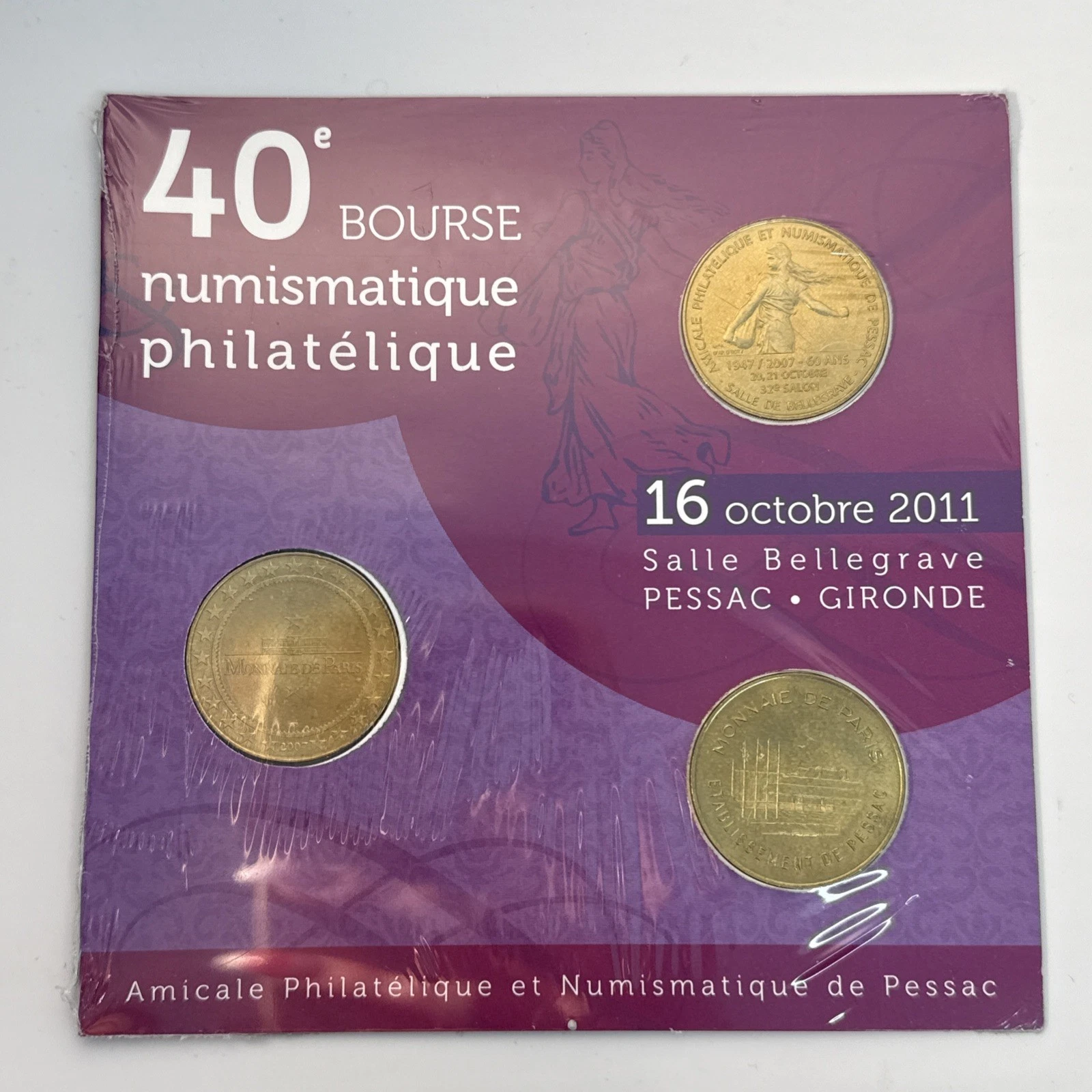 Coffret De 3 Monnaies de Paris Jeton Touristique 16 Octobre 2011 Pessac 33318