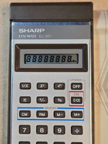 Calcolatrice Sharp EL-301 vintage come nuova in scatola con manuale - testata funzionante bene - Foto 2 di 3