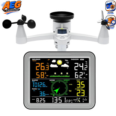Wetterstation 7-in-1 Funk mit Außensensor Thermometer Hygrometer Regenmesser