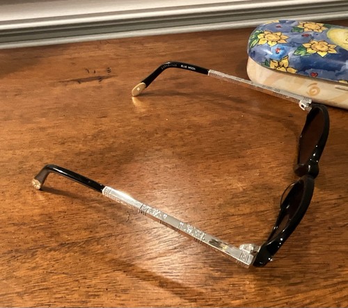 Vintage Brighton Handmade Blue Moon Black & Silver Oval Sunglasses - Picture 4 of 10