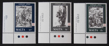 Malta 1978, Mi.566-568, Kunst, Gemälde, Albrecht Dürer, Ecken, ** postfrisch